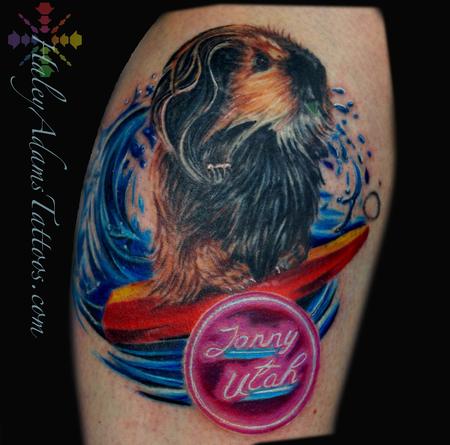 Tattoos - surfing guinea pig tattoo - 109361